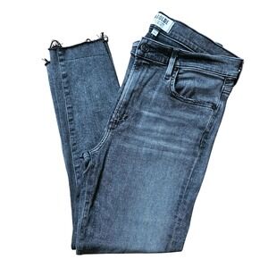 AGOLDE High Rise Skinny‎ Jeans Size 31 Dark Gray Frayed Hem Stretch EUC
